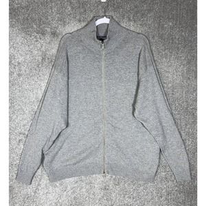 WooLOVERS Lambswool Full Zip Mock Neck Knit‎ Sweater Jacket Mens Size Large Gray